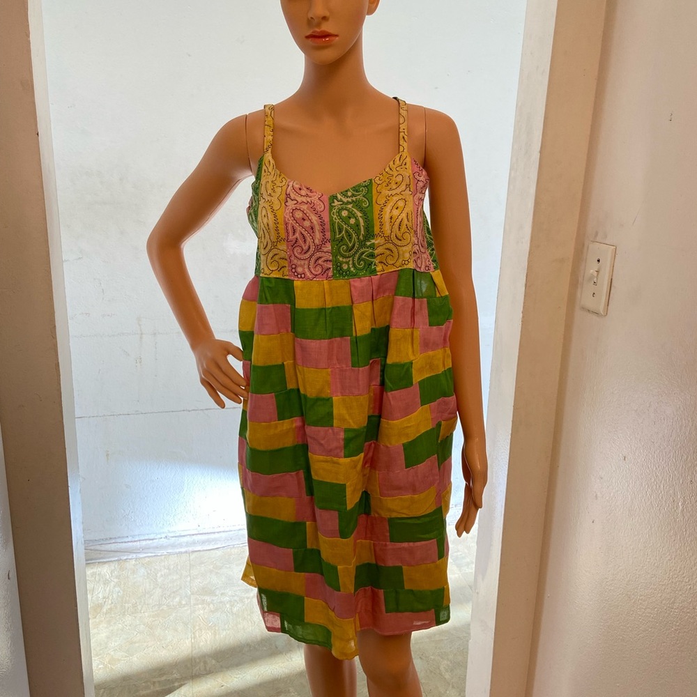 PINK LIME GREEN YELLOW GENUINE THTEADZ BANDANNA DRESS SIZE M L XL